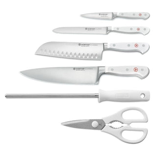 Wusthof Classic White knife block with 6 items Santoku version Buy now on Shopdecor